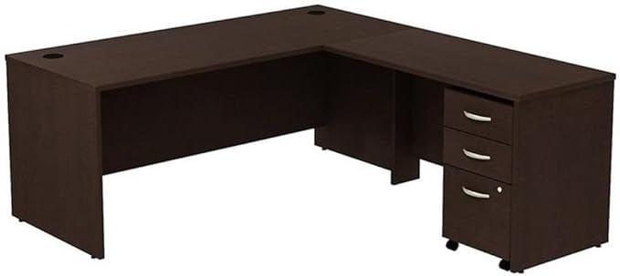 Pemberly Row Set of 2 Wood Mobile File Cabinet & L-Shaped Desk with File Cabinet