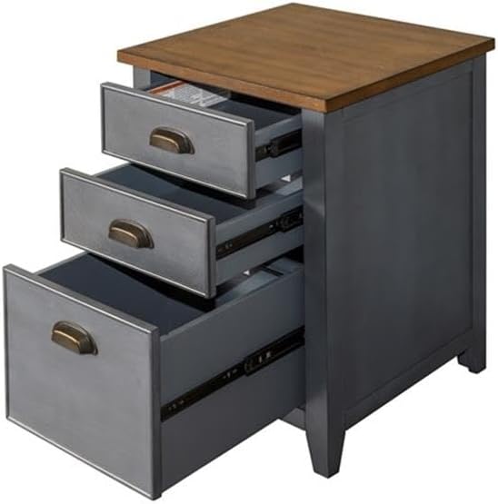 Pemberly Row Set of 2 3-Drawers Wood Filing Cabinet & 4-Shelves Bookcase