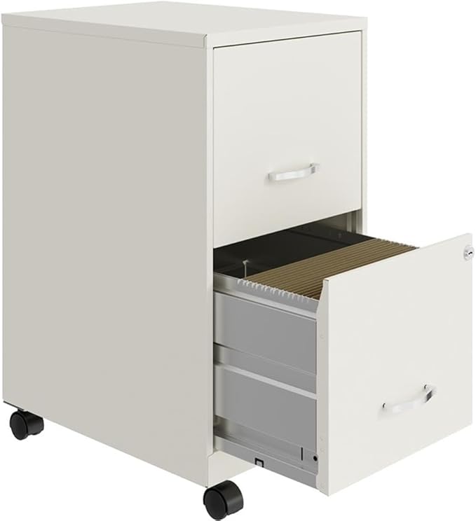 Home Square 2-Piece Set with Mobile Desk & 2 Drawer Smart Vertical File Cabinet