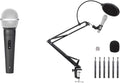 Amazon Basics - Dynamic Vocal Microphone + 14-inch Microphone Desk Arm Stand with Adjustable Boom, Pop Filter, and Windscreen