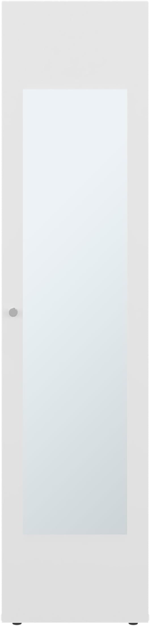 White Storage Cabinet with Mirror Full-length mirror on the door adds convenience for quick outfit checks and full-body views positioned directly beside hanging garments and shelves Quick-access sto
