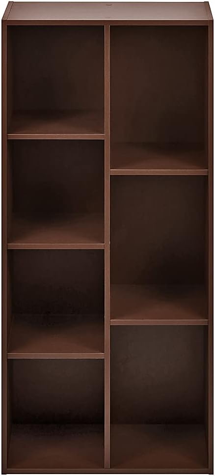 Amazon Basics 7 Cube Storage Organizer Bookcase, Sturdy Shelves, Book Shelf, Espresso, 9.3"D x 19.5"W x 41.7"H
