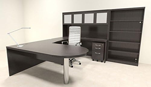 6pc Modern Contemporary U Shape Executive Office Desk Set, RO-ABD-U24