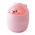 Luxshiny Cute Bear Desktop Trash Can Lid Mini Plastic Wastebasket for Home and Office Slim Garbage Bin for Bedroom and Desk