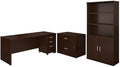 Bush Business Furniture Series C 72W Office Desk with Bookcase and File Cabinets in Mocha Cherry