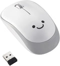 ELECOM Cute Face Mouse, 2.4GHz USB Wireless, Ambidextrous Design, Silent Click, Lightweight, Portable, Gray White Computer Mice, Plug and Play, Girls, Boys and Kids, for PC, Laptop, Windows and Mac