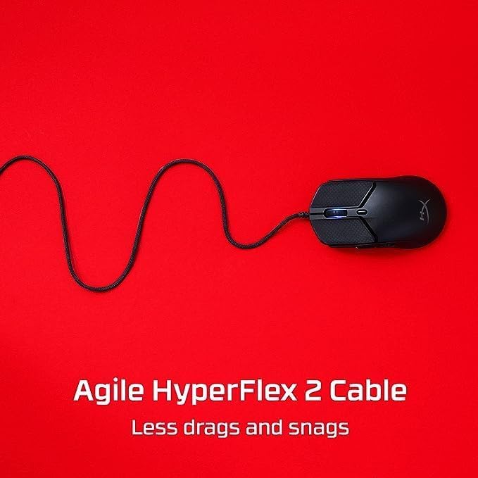 HyperX Pulsefire Haste 2 Ultra Lightweight Gaming Mouse Wired 6 Buttons 1.8m Cable Up to 26000 DPI Precision Sensor RGB Software NGENUITY for Gamer PC Desk PS5, PS4, Xbox Series Laptop Black (Renewed)