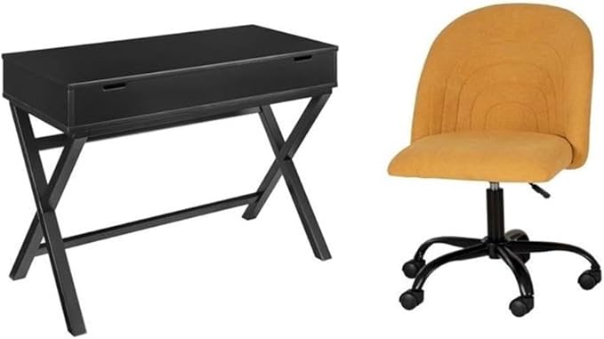 Pemberly Row Set of 2 Lift Top Stand Up Desk with X-Frame Legs & Swivel Chair