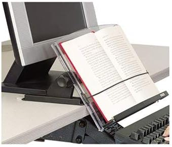 3M in-Line Adjustable Desktop Copyholder, Plastic, 150 Sheet Capacity, Black/Clear