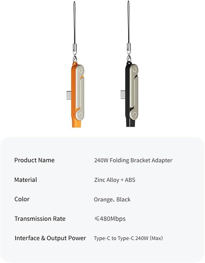 2 in 1 Invisible Holder Charger Cable with Stand,240W Super Fast Charging Cord with Detachable Foldable Stand,USB-C Charge Cable,Compatible with iPhone for Samsung for Gaming Office Car Travel