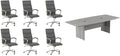 Pemberly Row Set of 7 - Gray Conference Table & 6 Dark Gray Executive Chairs
