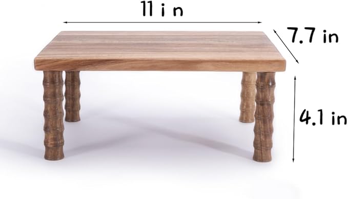 Small Kitchen Counter Shelf Acacia Wood Cabinet and Desktop Counter Riser Coffee Station Organizer Display Stand Shelf for Top of Desk Home Office Bathroom