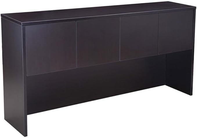Boss Office Products Belarus Executive U-Shape Curved Bow Desk with Hutch and File Storage Pedestal, 71", Mocha
