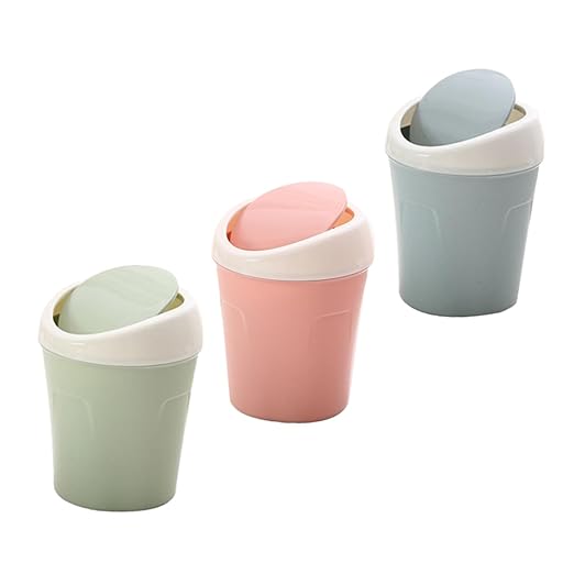 KOMBIUDA 3pcs Desk Trash Can Mini Bedroom Waste Bin Slim Trash Bin for Car Home Trash Can Desktop Waste Container