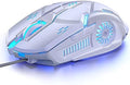 Gaming Mouse Wired, USB Computer Mice for Game & Daily, Chroma RGB Backlit, 4 Adjustable DPI Up to 3200 DPI, Comfortable Grip Ergonomic Mice for PC, Laptop, Mac, Windows (White)