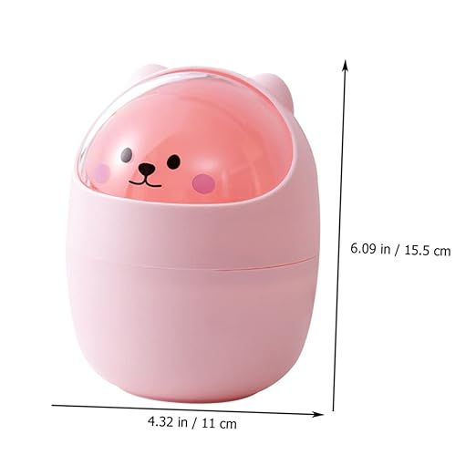 Vaguelly Cute Mini Trash Can Lid Slim Desktop Garbage Bin for Home Office and Bedroom Lightweight Waste Container