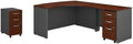 Pemberly Row Set of 2 Wood L-Shaped Desk & Mobile File Cabinet in Hansen Cherry