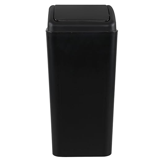 4.2 Gallon Swing Lid Trash Can, Plastic Waste Bin Garbage with Lid, Black