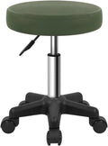 FURWOO Round Rolling Stool Height Adjustable Stool with Wheels for Spa Salon Massage Green