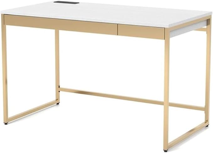 Furniture of America Abair 2-Piece White Metal Desk with USB and Chair Set