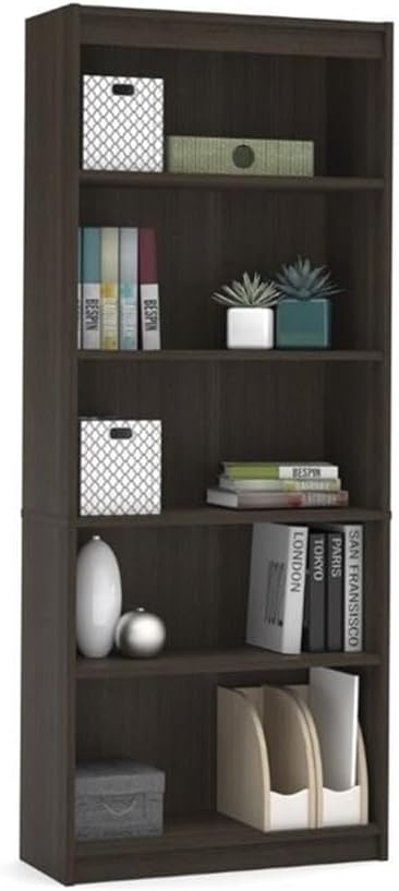 Atlin Designs 3-Piece Office Set, Dark and White Chocolate Finish, Melamine and Particle Board, Includes Desk with Storage, Bookcase with Adjustable Shelves, Lateral File Cabinet, Modern Home Office