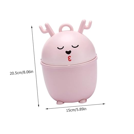 Slim Trash Can Lid Waste Bin for Kitchen Cartoon Desktop Trash Can Recycle Bin Litter