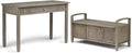 Home Square 2-Piece Set with 48" Writing Office Desk and 44" Entryway Bench