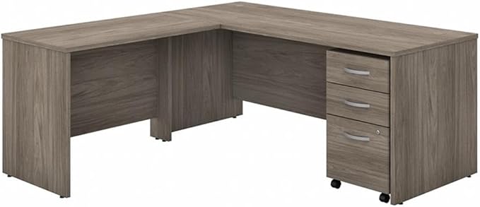 Bush Business Furniture Studio C 72W x 30D L Shaped Desk with Mobile File Cabinet and 42W Return in Modern Hickory