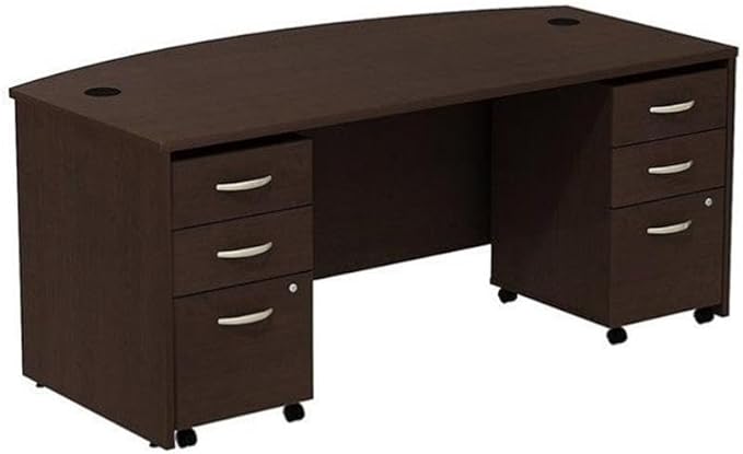 Bush Business Furniture Series C 72W Bowfront Shell Desk with (2) 3-Drawer Mobile Pedestals