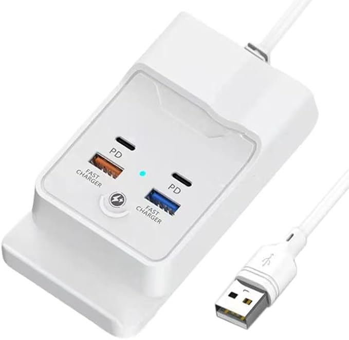 Charging Stand for iPhone 15 Pro USB Hub 4Port 5FT with Phone Holder, with 2 USB and 2 USB C Ports Extender, Compatible with iPhone 15 Pro 14 13 12 11 pad Galaxy or USB C Devices