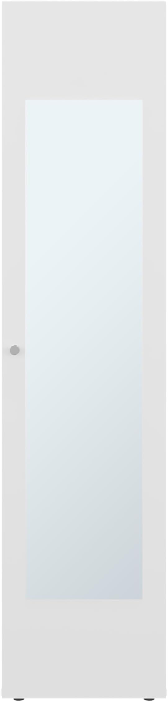 Saily Storage Cabinet with 4 Shelves and Mirror on Door, Modern Design, White Mirror on Door: Includes a full-length mirror, making it convenient for quick outfit checks. Easy Access: Features a si