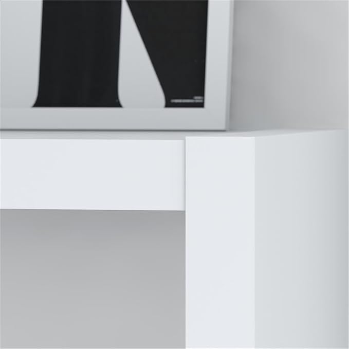 Pemberly Row Set of 2 Bow Front L-Shaped Desk & 5-Shelf Bookcase in Pure White