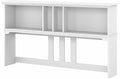 Pemberly Row 60W Hutch for L Shaped Desk, Engineered Wood, White/Shiplap Gray Finish, Open Cubby Storage, Mission Style Office Hutch for Books, Decorations, and Monitors