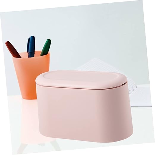 Modern Pressed Slim Mini Desktop Trash Can Table Waste Bin Cover for Office Home