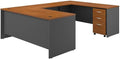 Bush Business Furniture Series C U Shaped Desk with Mobile File Cabinet, 72W x 30D, Natural Cherry