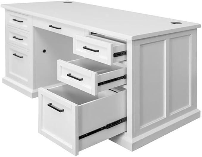 Pemberly Row Set of 3 Fully Assembled Office Desk & Filing Cabinet & Bookcase