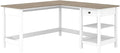 UrbanPro 60W L Shaped Computer Desk, Shiplap Gray/White Finish, Engineered Wood, Modern Farmhouse Style with Storage Shelves and Drawer, Home Office Corner Desk