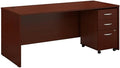 Bush Business Furniture Series C 72W x 30D Office Desk with Mobile File Cabinet in Mahogany, Large Workstation with Rolling Storage Drawers for Workspace