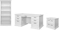 Pemberly Row Set of 3 Fully Assembled Office Desk & Filing Cabinet & Bookcase