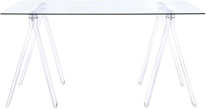 Home Square 2 Piece Set with Acrylic Office Swivel Chair and Writing Desk