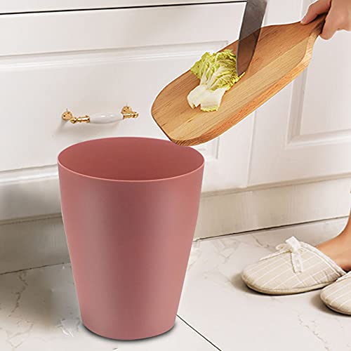 Feisco Small Trash Can,Plastic Round Bathroom Wastebasket Garbage Can for Bathroom Bedroom Kitchen Office (Brick Red, Pack of 2)