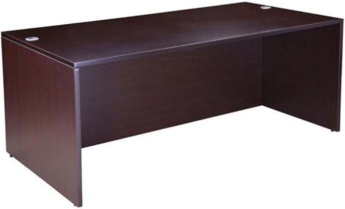 Boss Office L-Shape Desk with Pedestal in Mocha