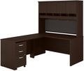 Bush Business Furniture Series C 60W L Shaped Desk with Hutch and Mobile File Cabinet in Mocha Cherry