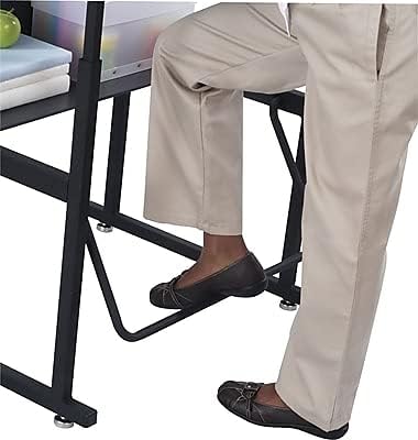 Safco AlphaBetter Student Standing Desk with Storage Book Box, Adjustable Height with Shelf and Swinging Pendulum Foot Rest, 28" W x 20" D, Black