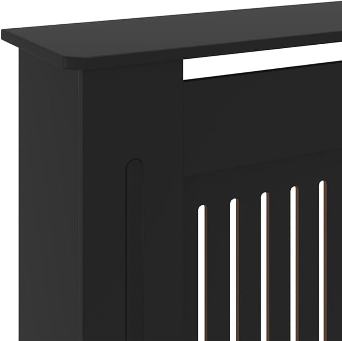 MDF Radiator Cover Cabinet Shelf, Heater Heating Side Stand Radiator Cover Living Room Furniture Decor, Black 80.7"x8.1"x32.1",-452
