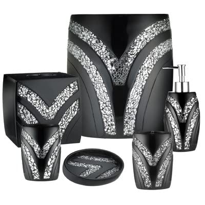 Zahari Home Sinatra Waste Basket Decorative Beautiful Designs Bathroom Bedroom Living Room Decor, Black