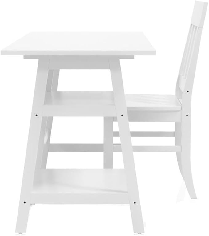 Furniture of America Prenna Wood 2-Piece Writing Desk and Chair Set in White