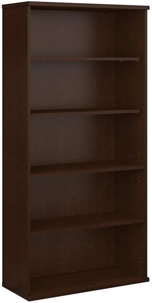 Pemberly Row Set of 2 Wood 5-Shelf Bookcase & L-Shaped Desk with File Cabinet