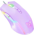 Cute RGB 6400 DPI Wired Gaming Mouse Breathing LED Optical USB 7 Buttons Gamer Computer Pink Mice for Laptop PC Desktop (Purple)