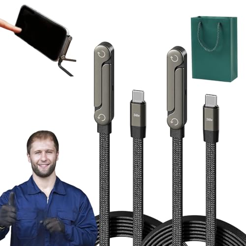 2-In-1 Invisible Holder Charger Cable–240w Fast Charging Cord With Built-In Phone Stand, Multi Invisible Stand Charging Cable, Type-C & Folding Phone Holder 5ft To Smartphones Tablets (2PC,C-L)